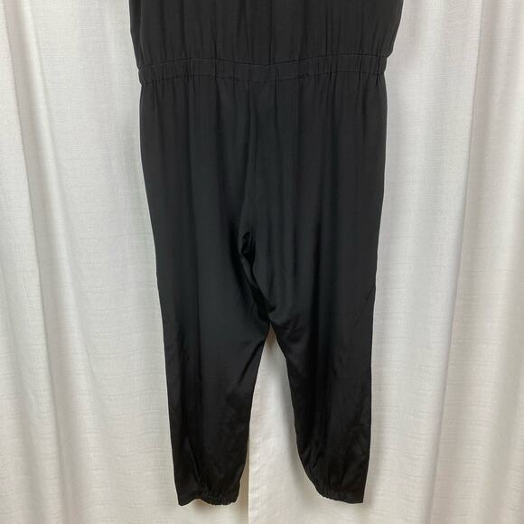 Vince Black Silk Short Sleeve Cropped Jumpsuit Sz.12 - Picture 13 of 16